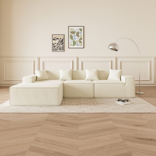 L-Förmige Couch aus Cordstoff