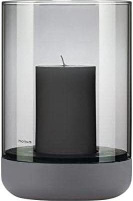 Blomus CALMA | Kerzenhalter aus hochwertigem Beton und Smoke Glas