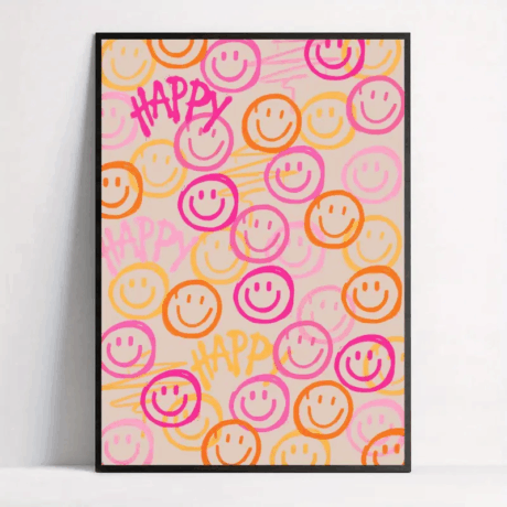 Smiley Cartoon Leinwand Kunstdruck