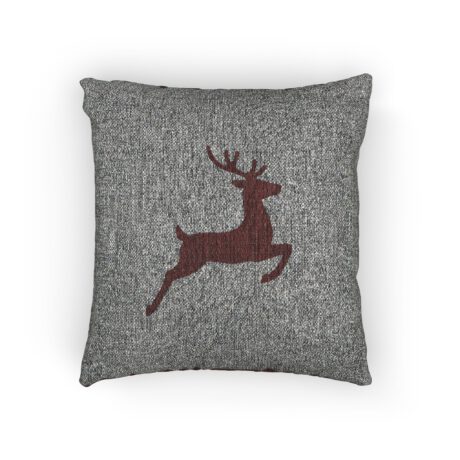 Rustic Reindeer Woven Pillow, Cozy Home Decor, Holiday Gift, Winter Cabin Accent, Farmhouse Cushion, Seasonal Decoration