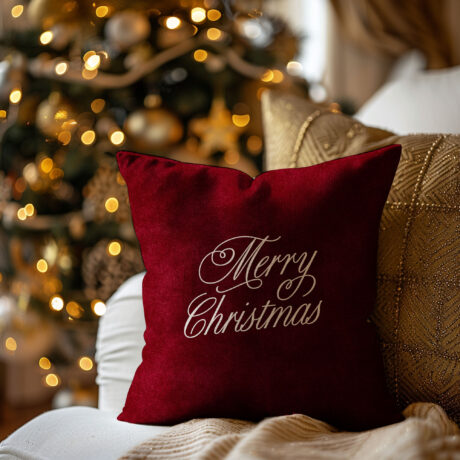 Weihnachtskissen "Merry Christmas Old Money" rot