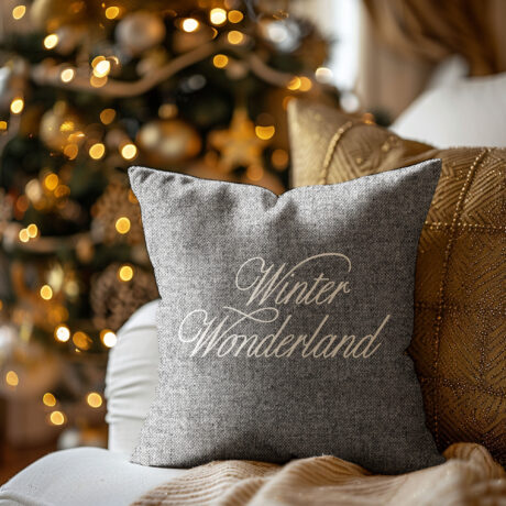 Weihnachtskissen "Winter Wonderland Old Money" grau